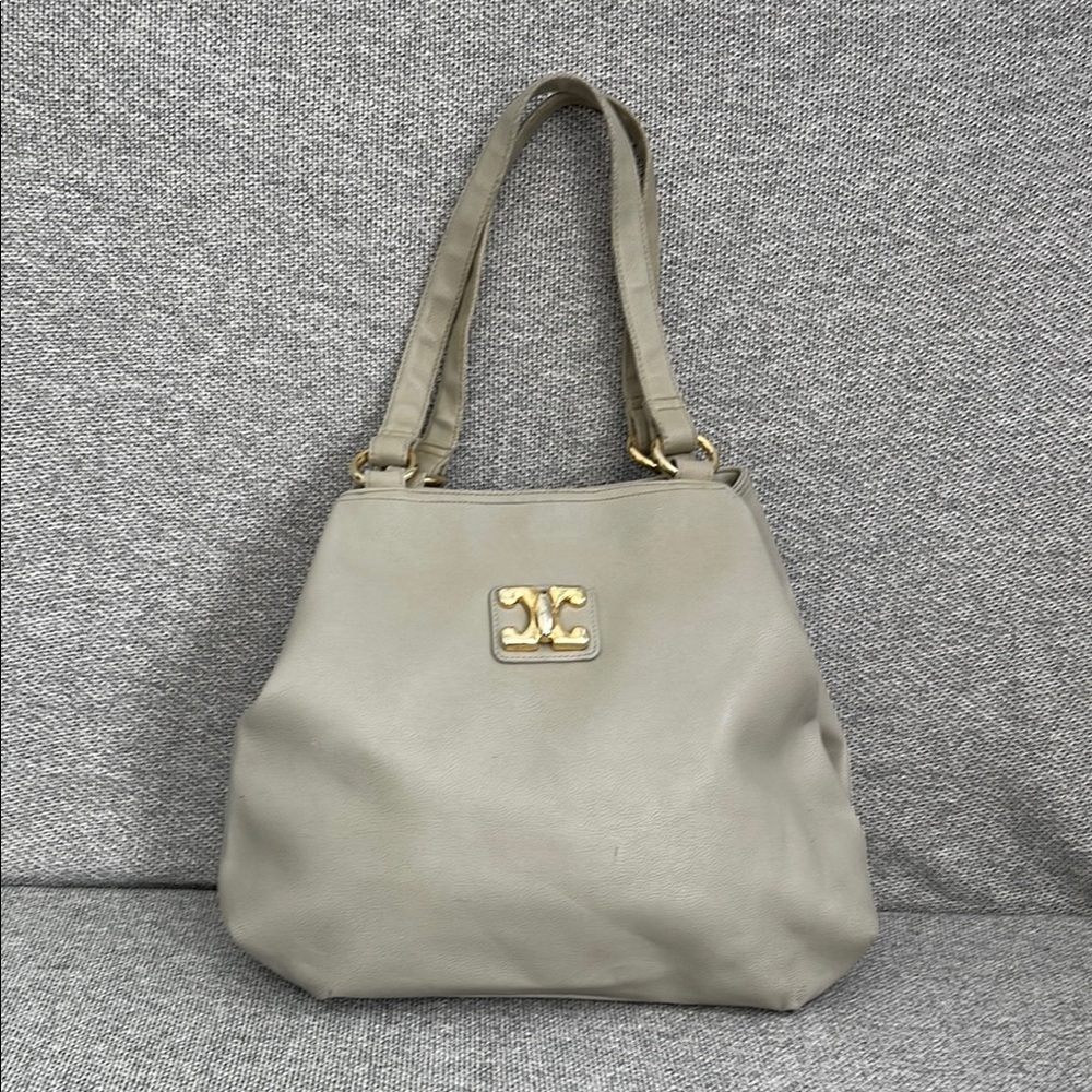 Cream Shoulder Bag with Slouchy Silhouette and Minimalist Design